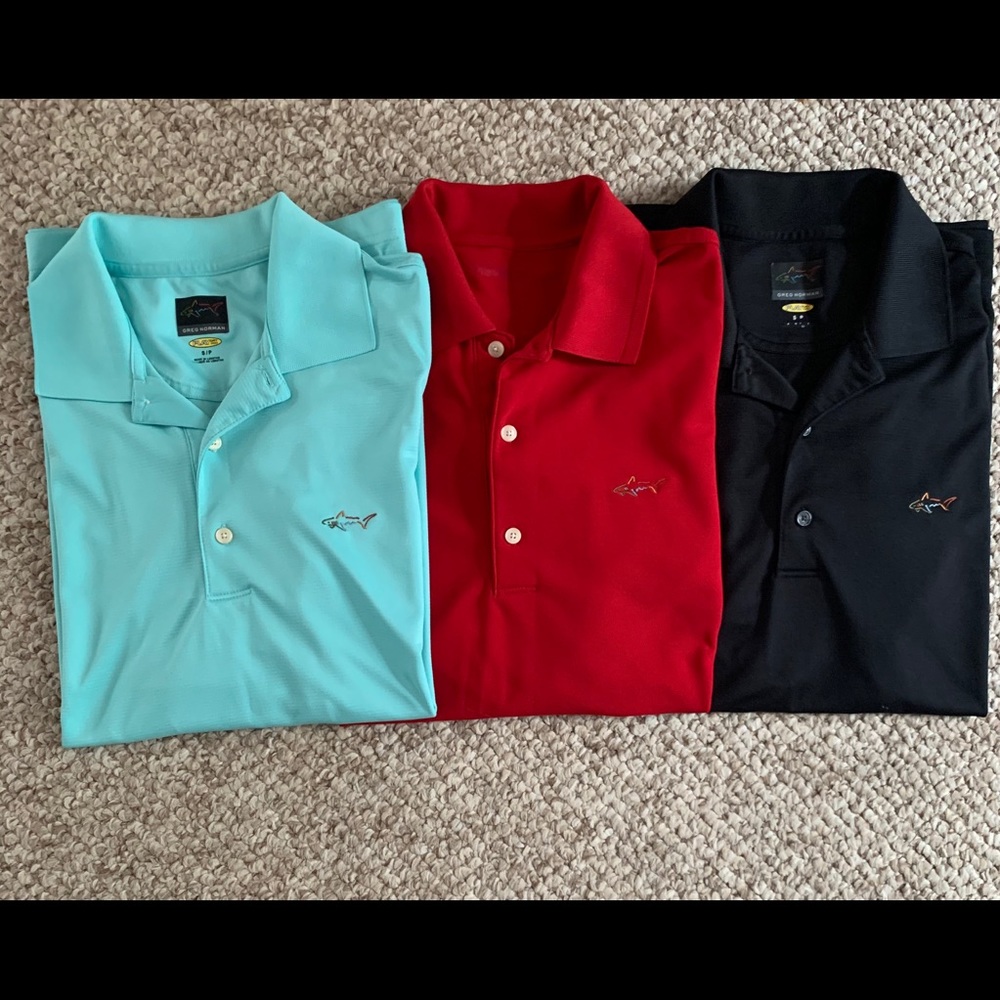 Lot of 3 Greg Norman Golf Polo Shirts Men’s Small